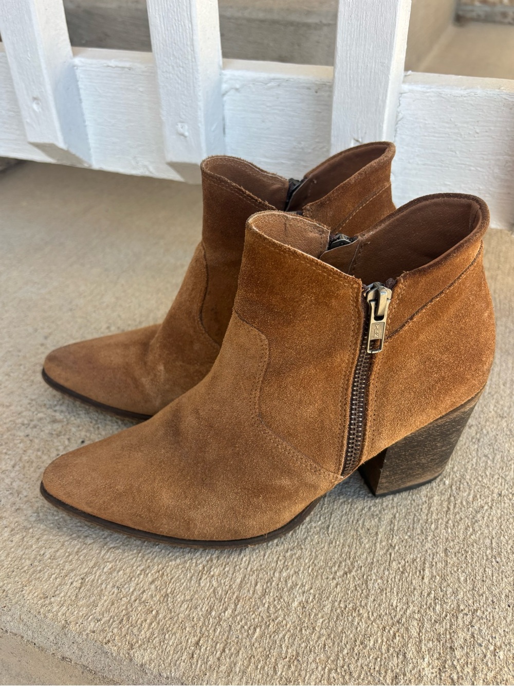 Freebird Rock Suede Ankle Boot Womens 7 Brown Side Zip Heeled Pointed Toe Bootie - Picture 2 of 10